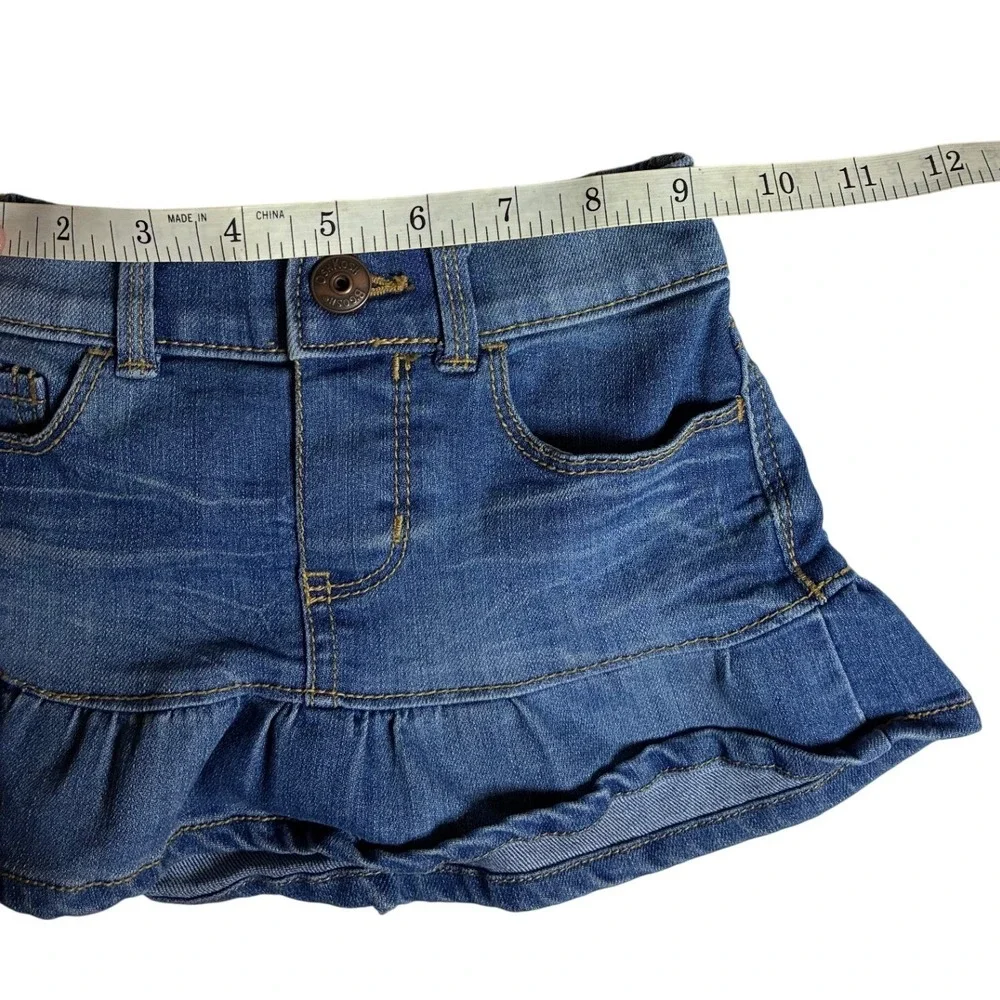 OshKosh B'gosh Toddler Girls Blue Denim Ruffle Hem Tiered Jean Skirt Size 2T